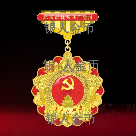 兩優一先獎牌獎章證書中共北京市委優秀共產黨員證章勛章證書